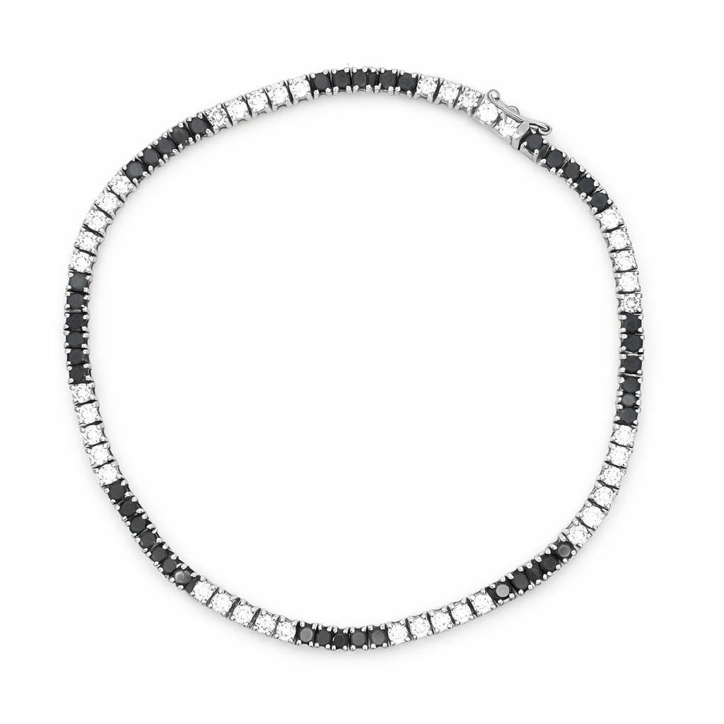 Bracciale tennis diamanti bianchi e neri (1538)