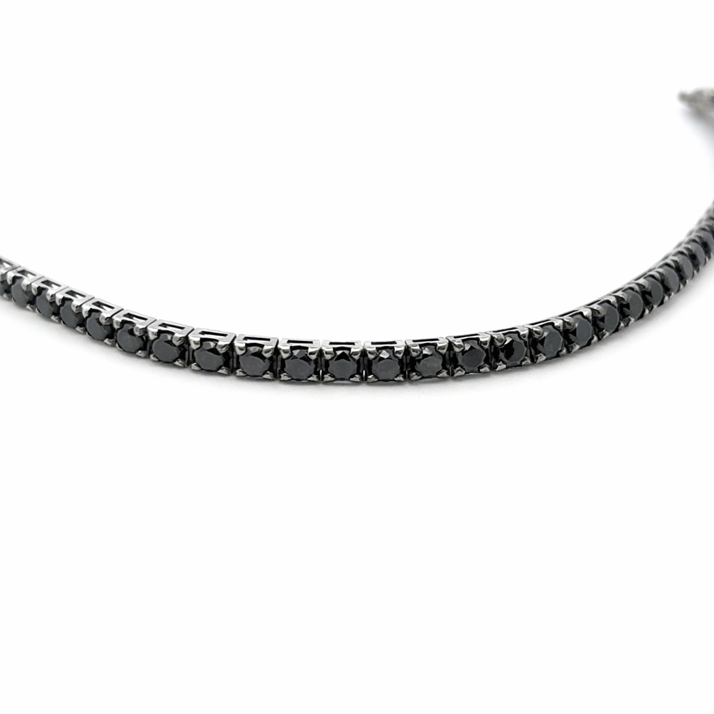 Bracciale tennis in oro bianco e diamanti neri (1753)