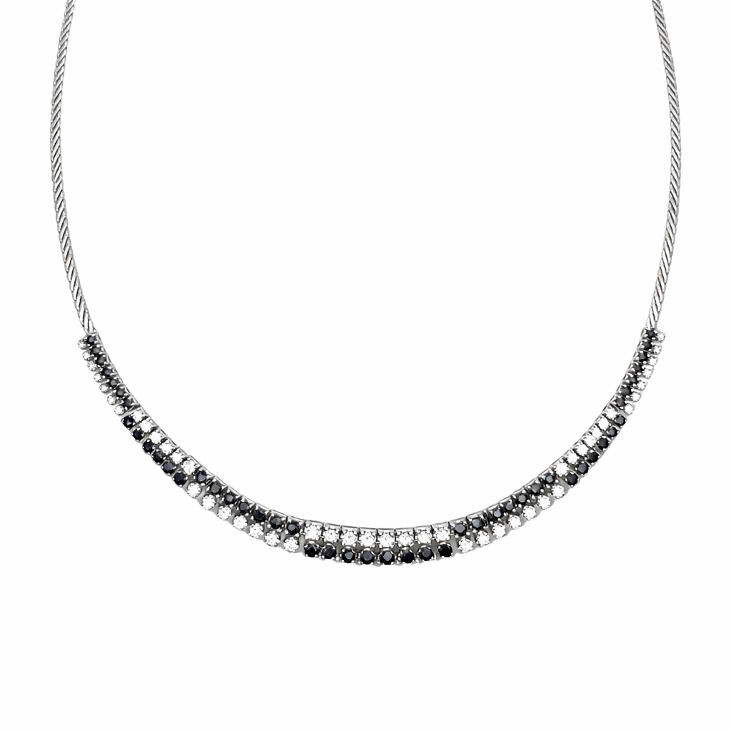 Collana in oro bianco e diamanti e zaffiri