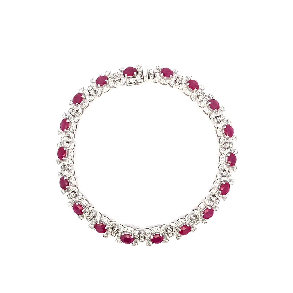 Bracciale in oro bianco diamanti e rubini (1395)