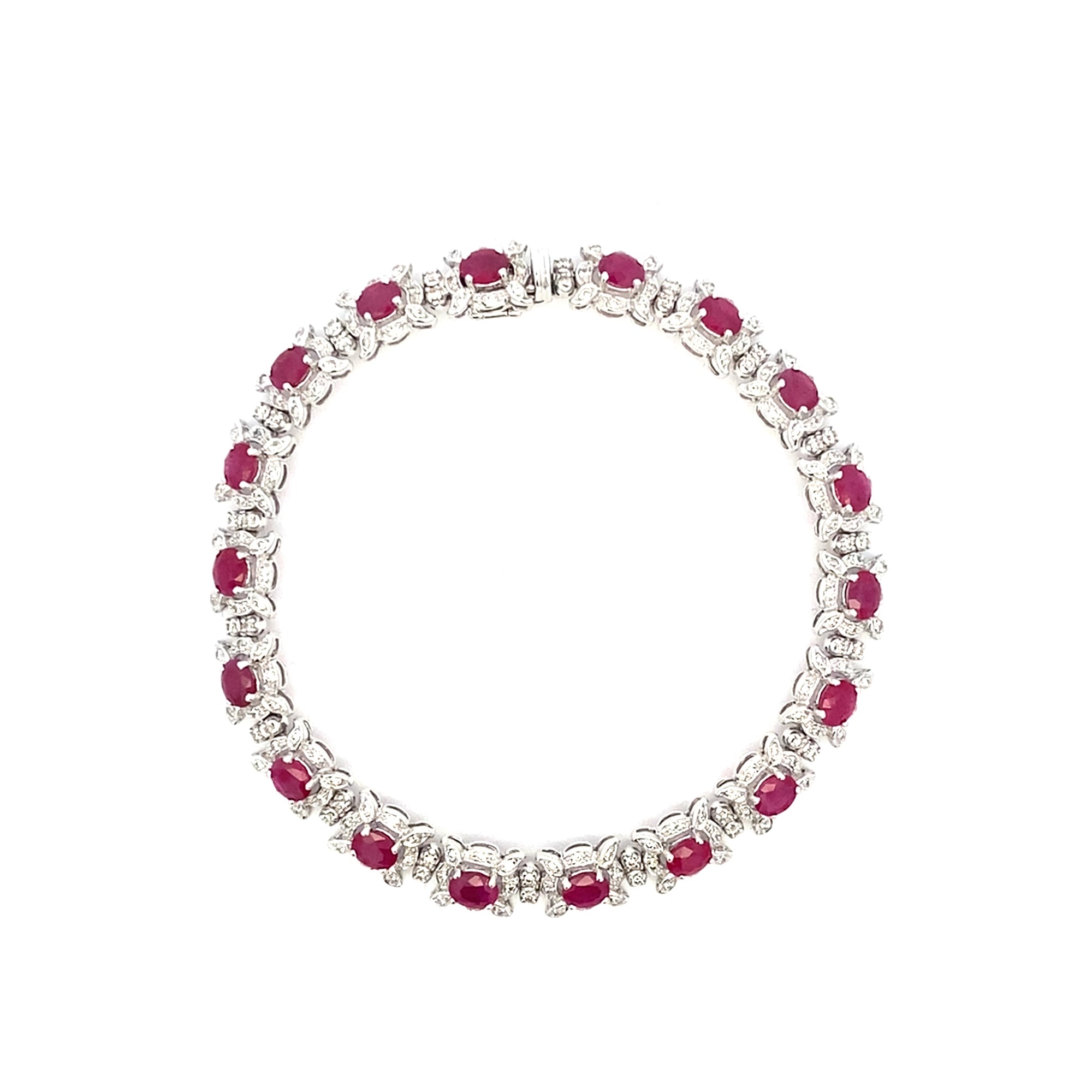 Bracciale in oro bianco diamanti e rubini (1395)