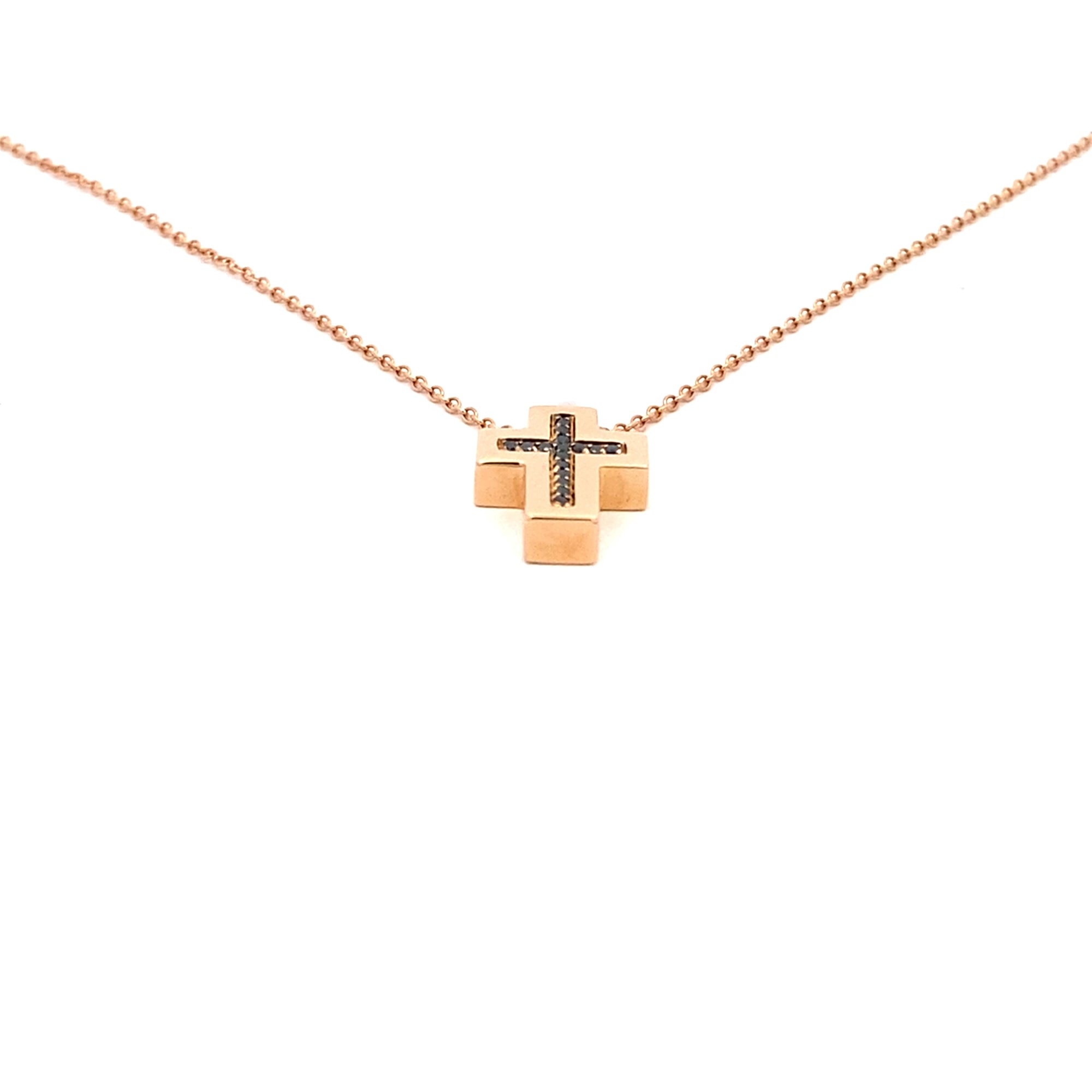 Collana in Oro Rosa Ciondolo Croce (M1285)