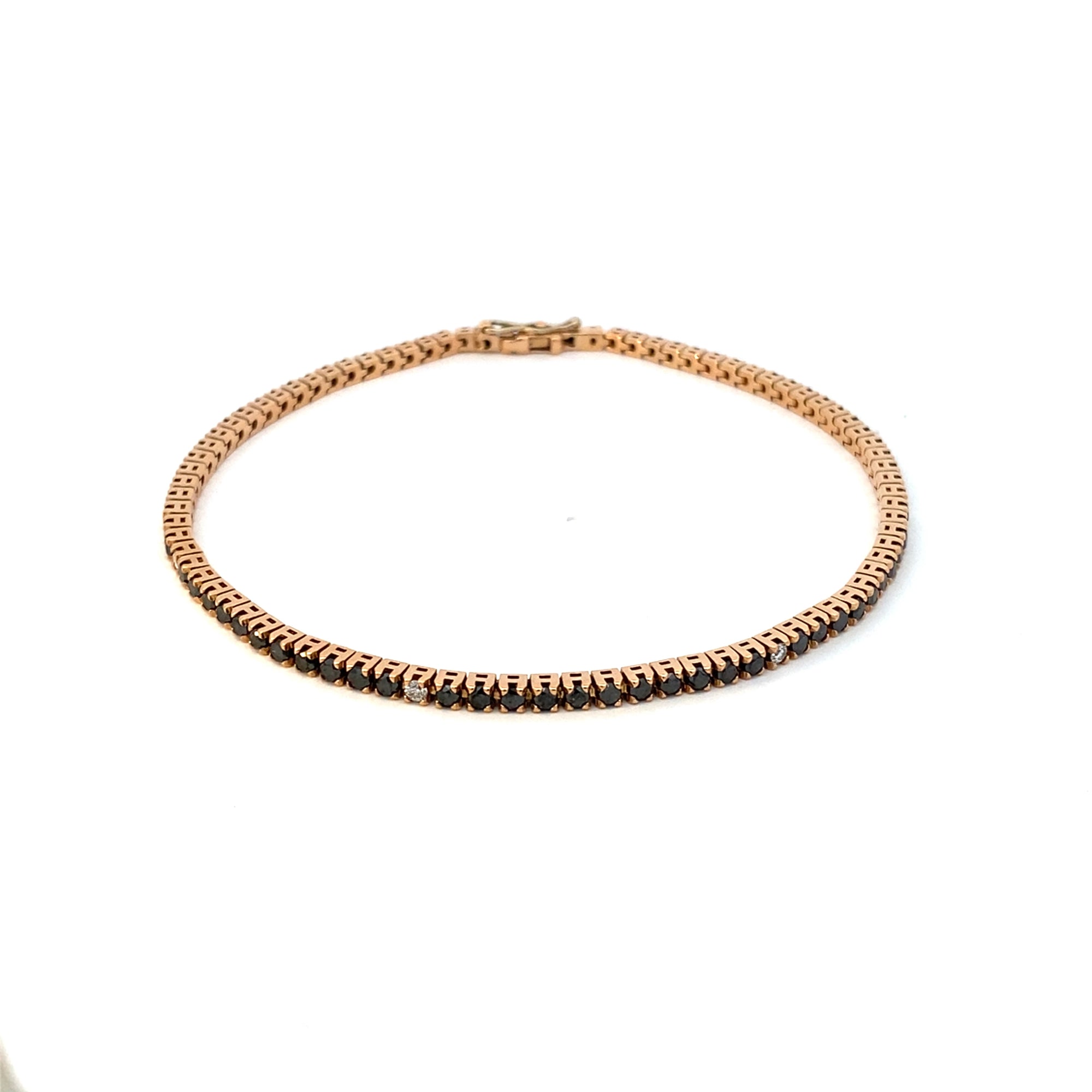 Bracciale tennis in oro rosa diamanti neri e spot bianchi (1596)