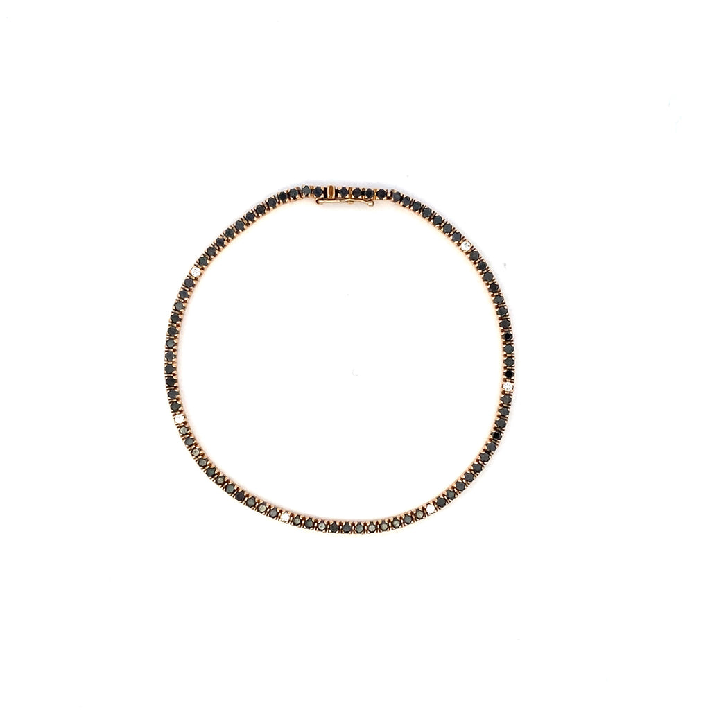Bracciale tennis in oro rosa diamanti neri e spot bianchi (1596)