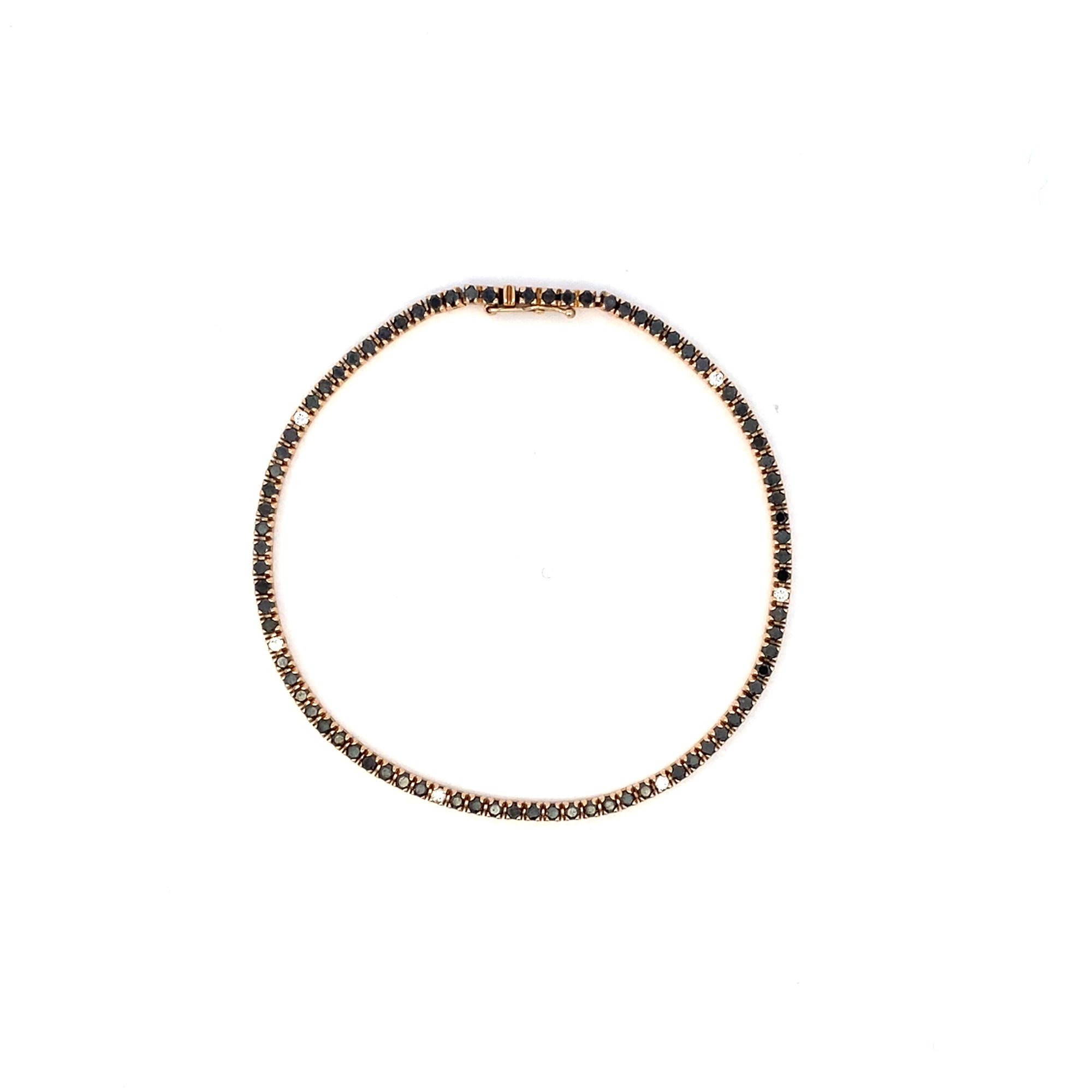 Bracciale tennis in oro rosa diamanti neri e spot bianchi (1596)