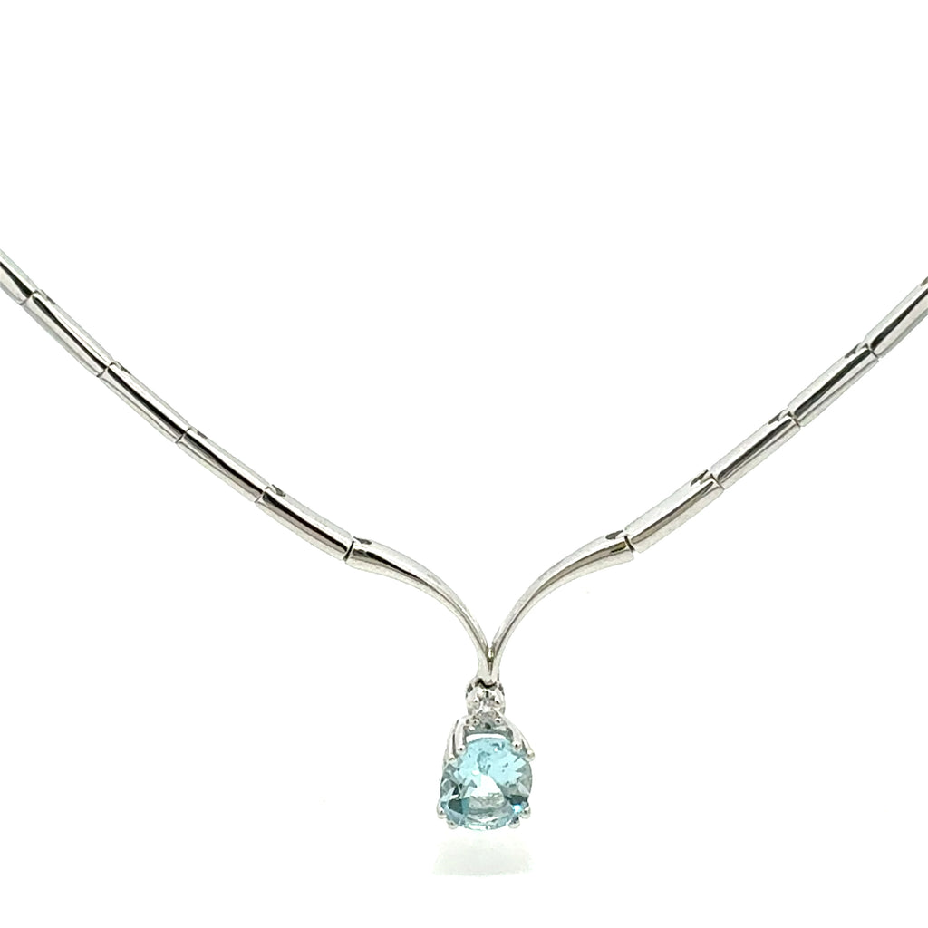 Collana in oro bianco con acquamarina (2155)