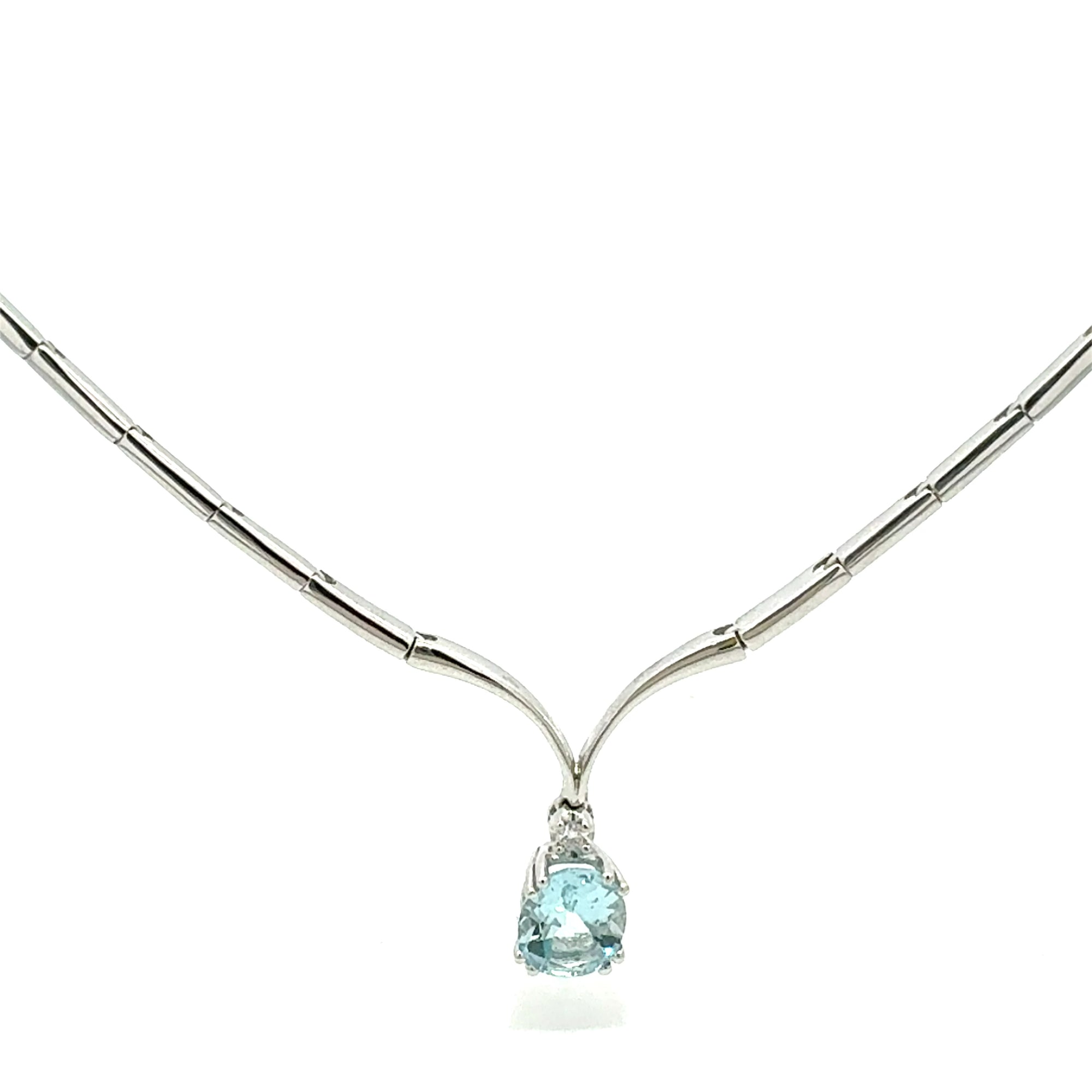 Collana in oro bianco con acquamarina (2155)