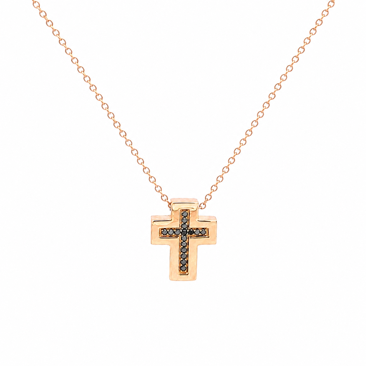 Collana in Oro Rosa Ciondolo Croce (M1285)