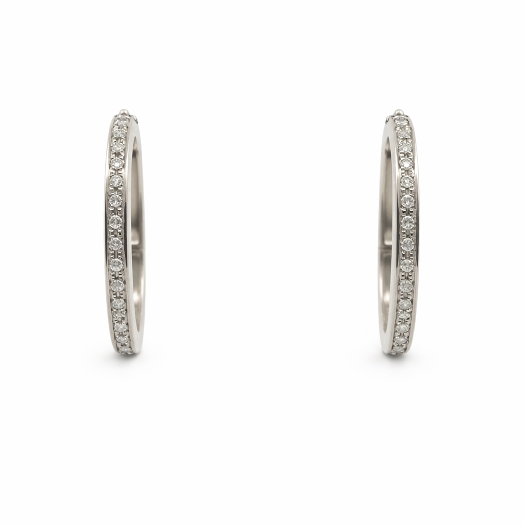 Orecchini a cerchio in oro bianco e diamanti (1908) – MyGold Boutique Orecchini a cerchio in oro bianco e diamanti (1908) – MyGold Boutique