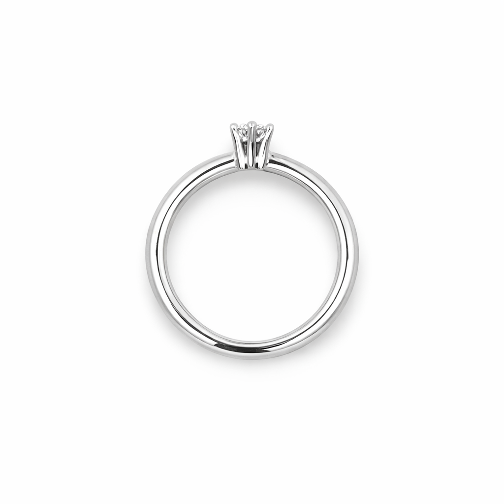 Anello solitario in oro bianco e diamante