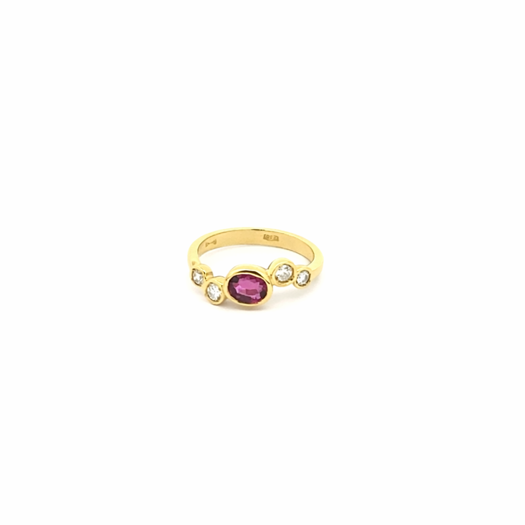 Anello in oro giallo rubino e diamanti (1684)