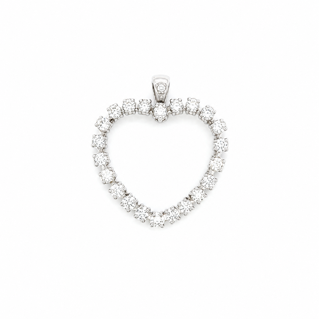 Ciondolo cuore in oro bianco e diamanti (2239)