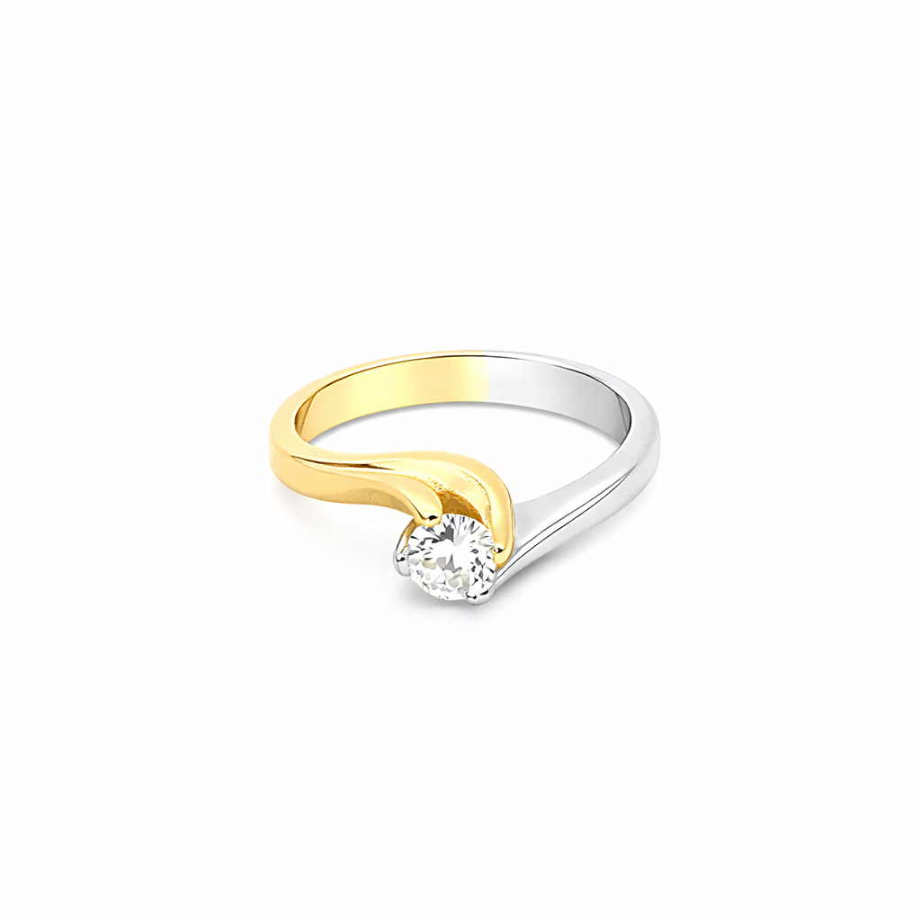 anello solitario in oro giallo e bianco e diamante (2057)