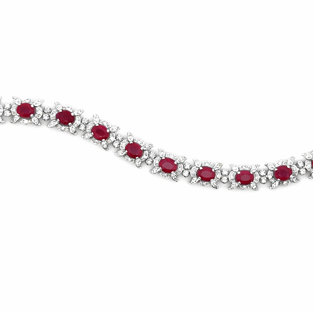 Bracciale in oro bianco diamanti e rubini (1395)