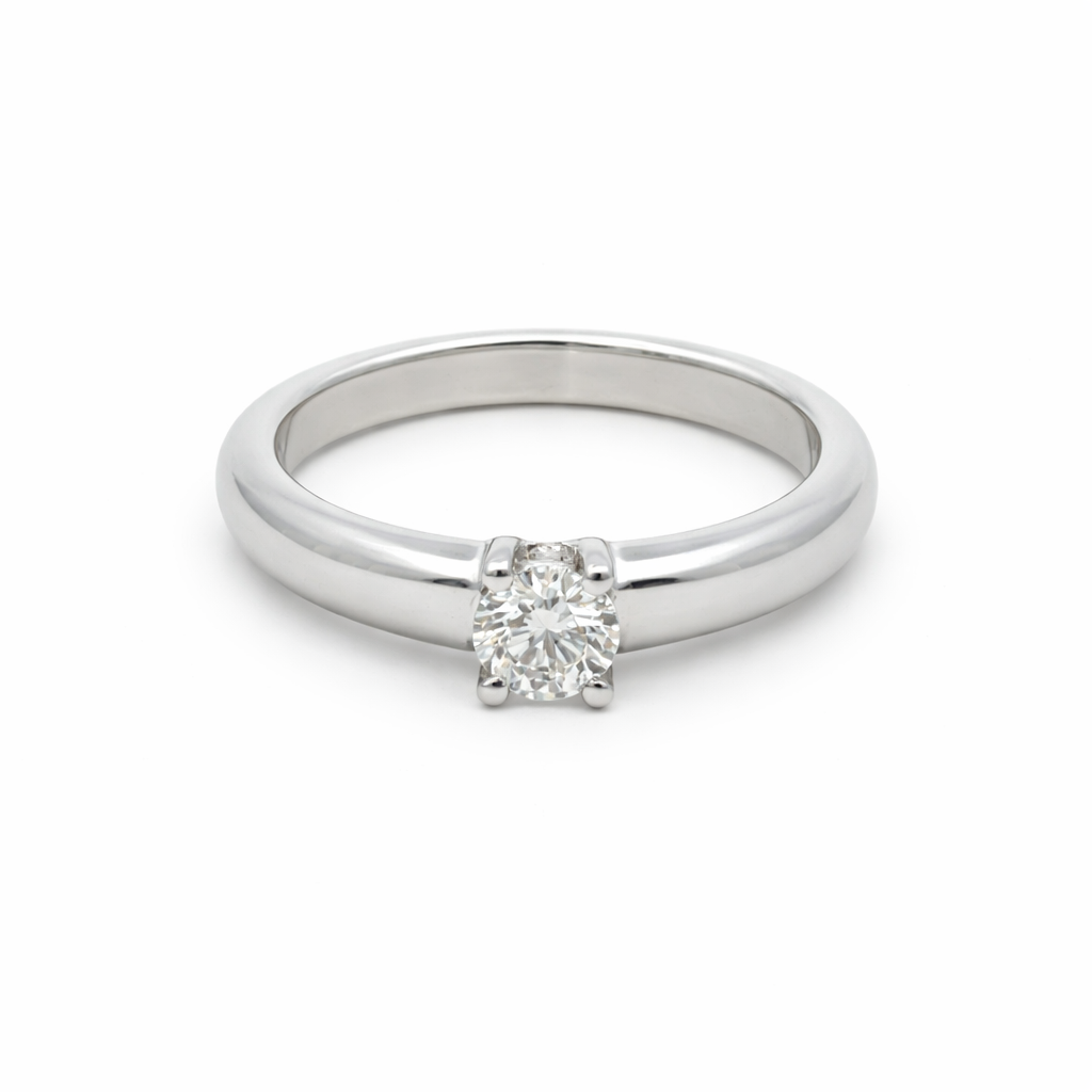 Anello solitario oro bianco e diamante