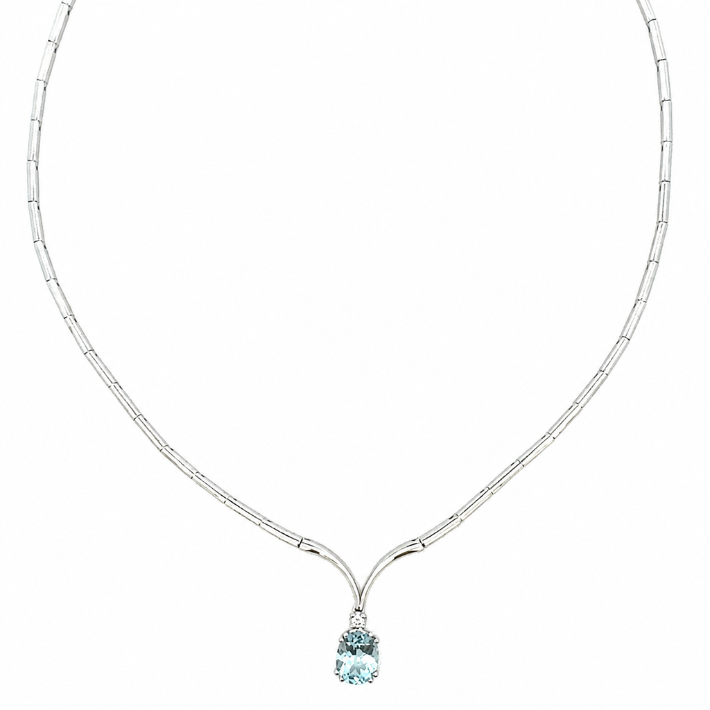 Collana in oro bianco con acquamarina (2155)