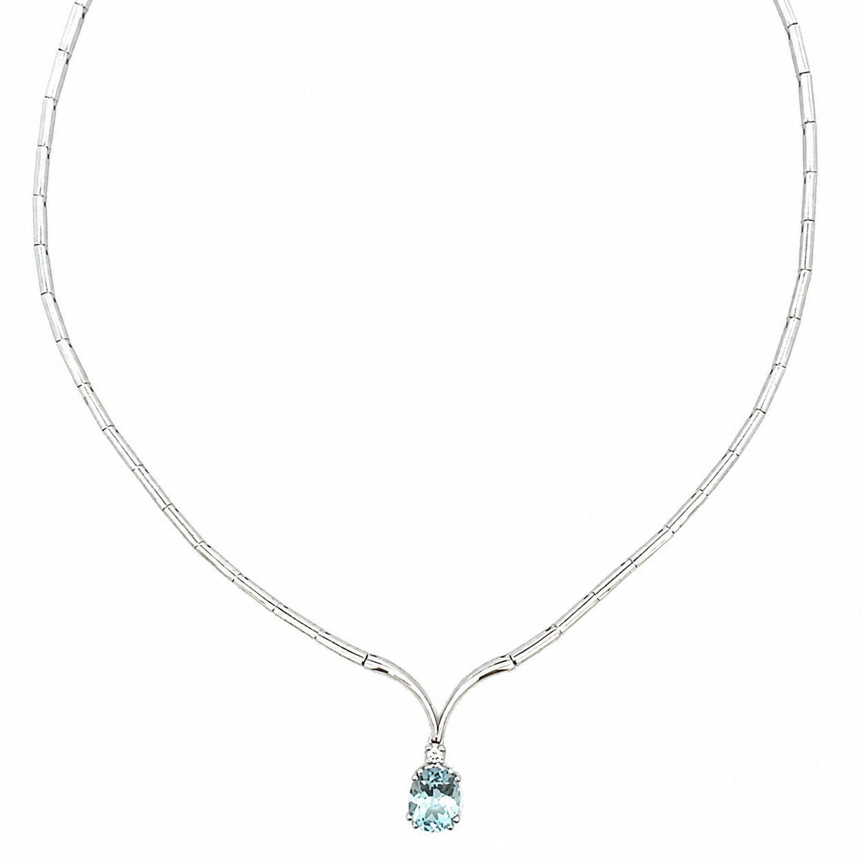 Collana in oro bianco con acquamarina (2155)