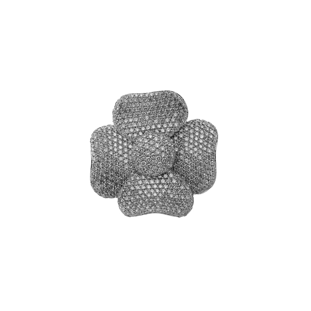Anello in oro bianco Fiore a pavè