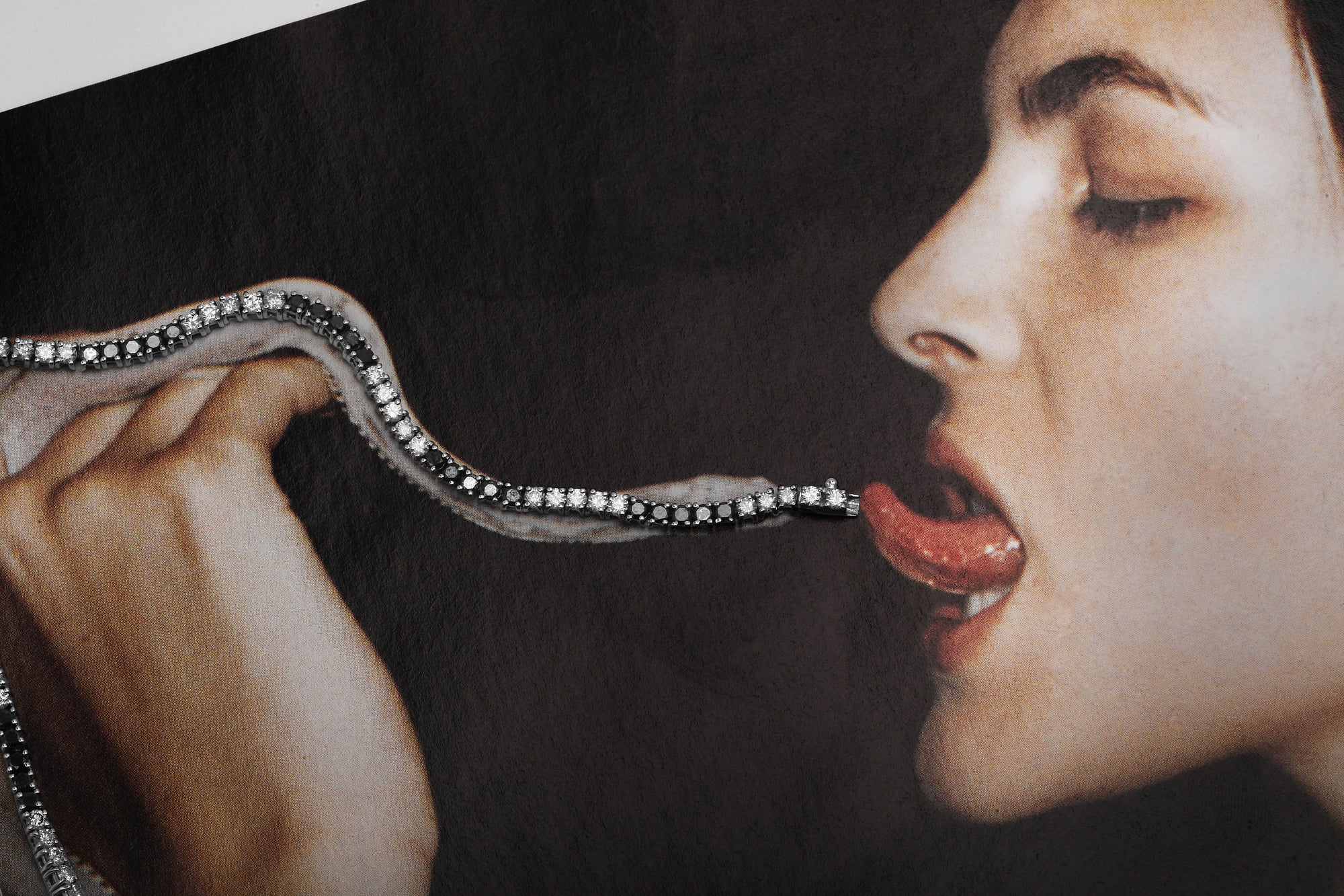 Bracciale tennis diamanti bianchi e neri (1538)