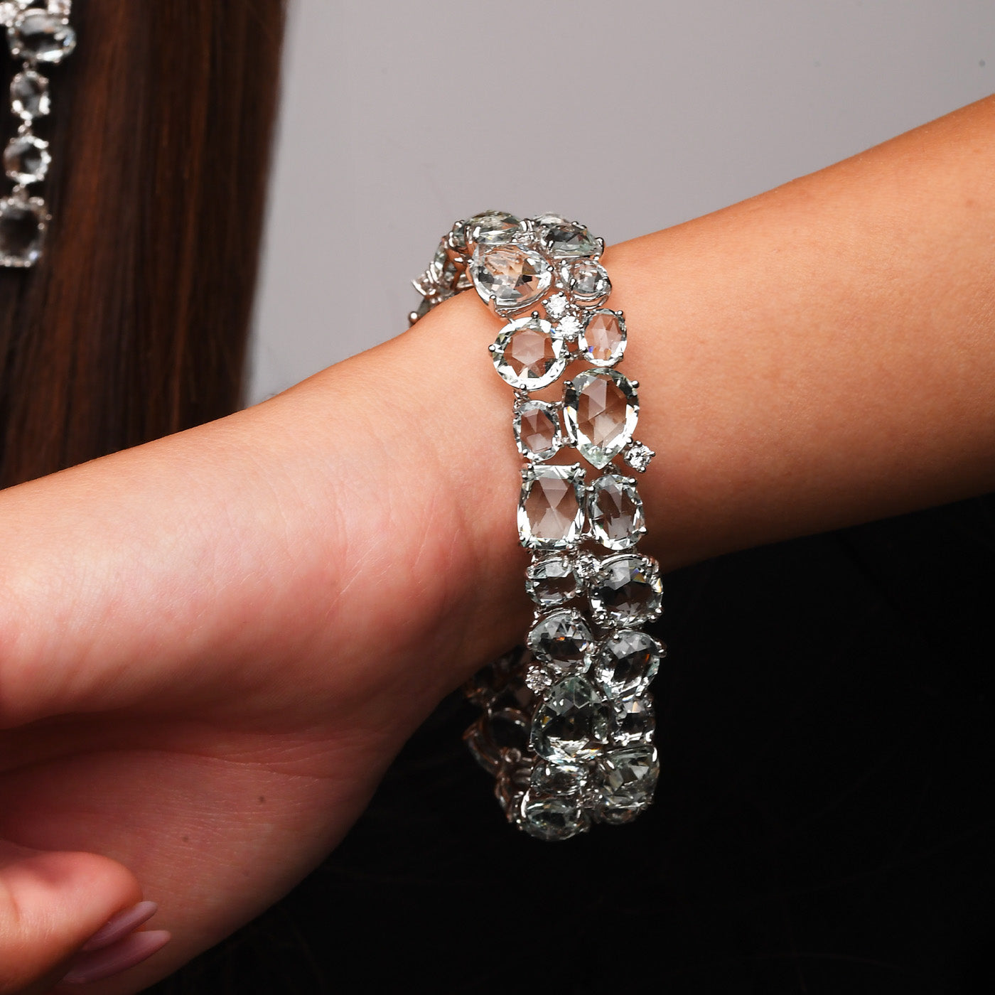 Bracciale in oro bianco acquamarina e diamanti