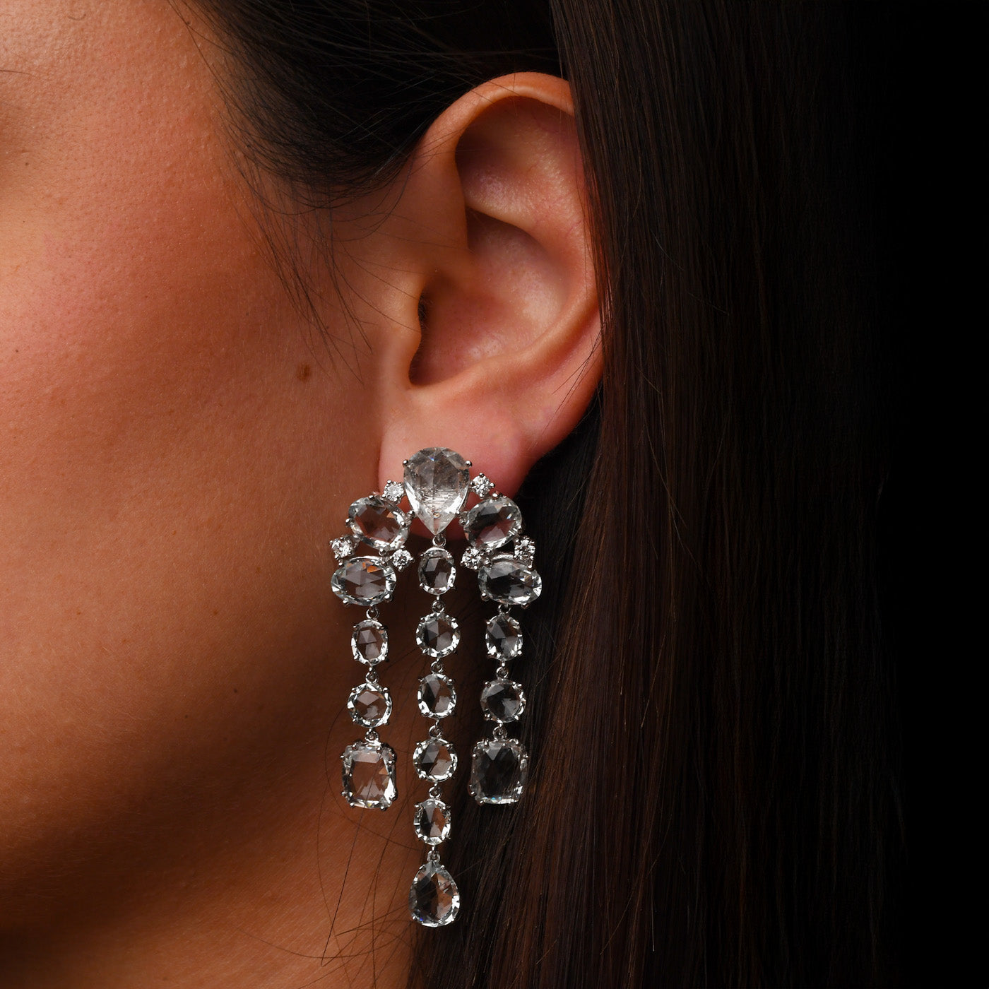 Orecchini in oro bianco acquamarina e diamanti