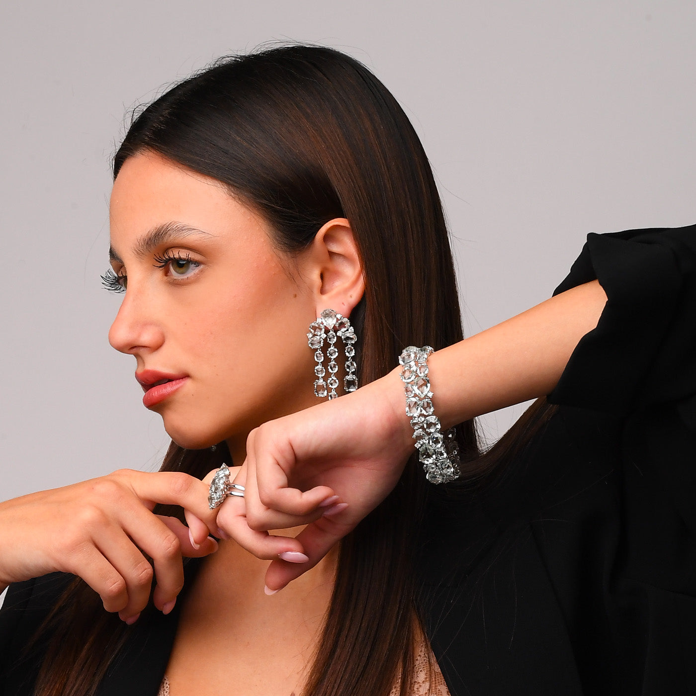 Bracciale in oro bianco acquamarina e diamanti