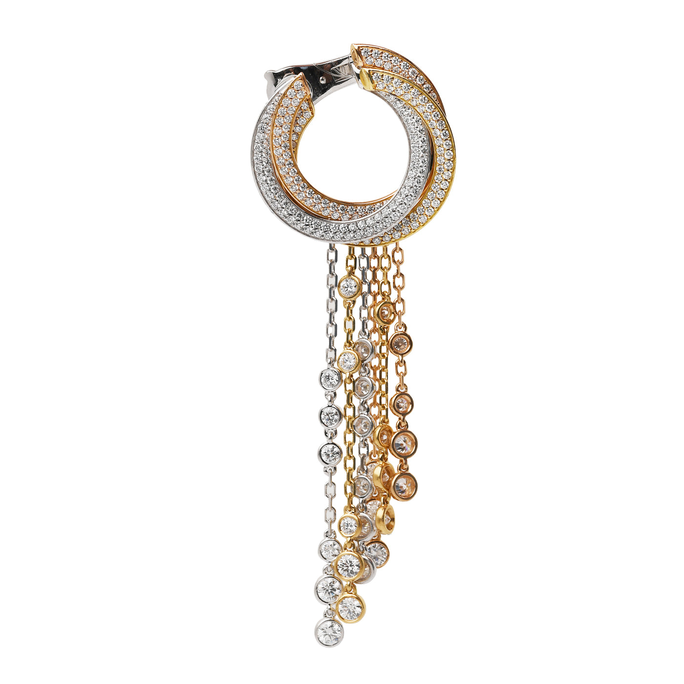 Orecchino pendente in oro giallo, bianco e rosa Trinity Cartier