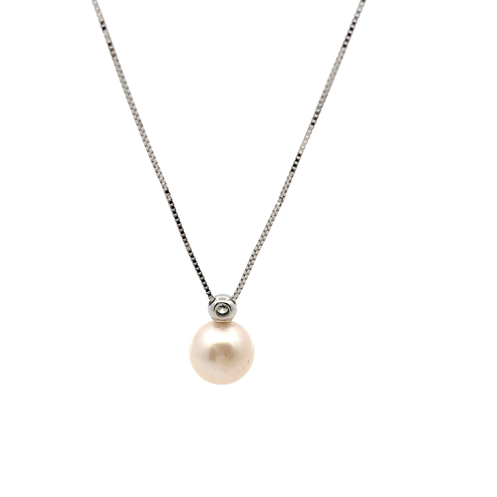 Collana in oro bianco con perla (1421)