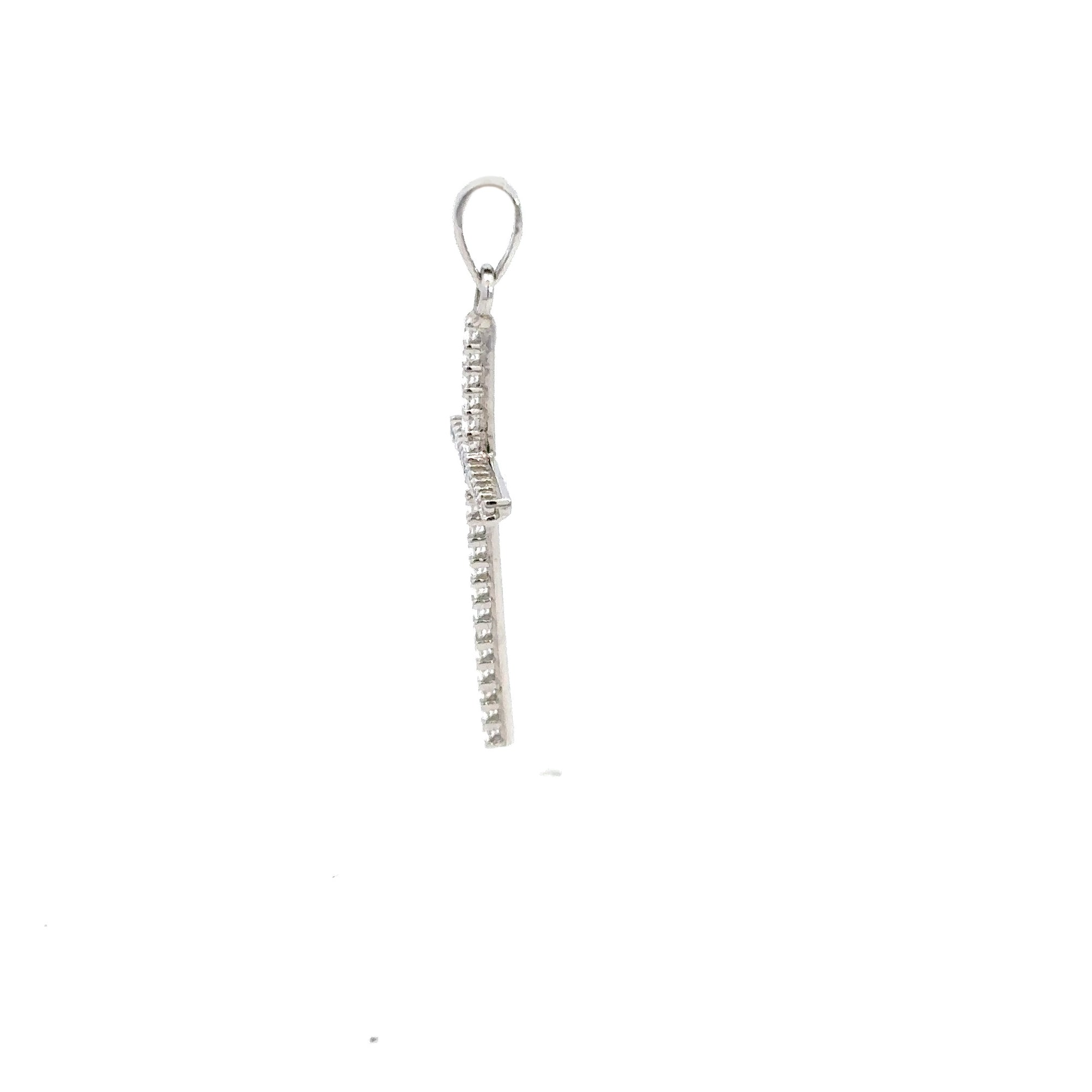 Croce oro bianco e zirconi (1278)