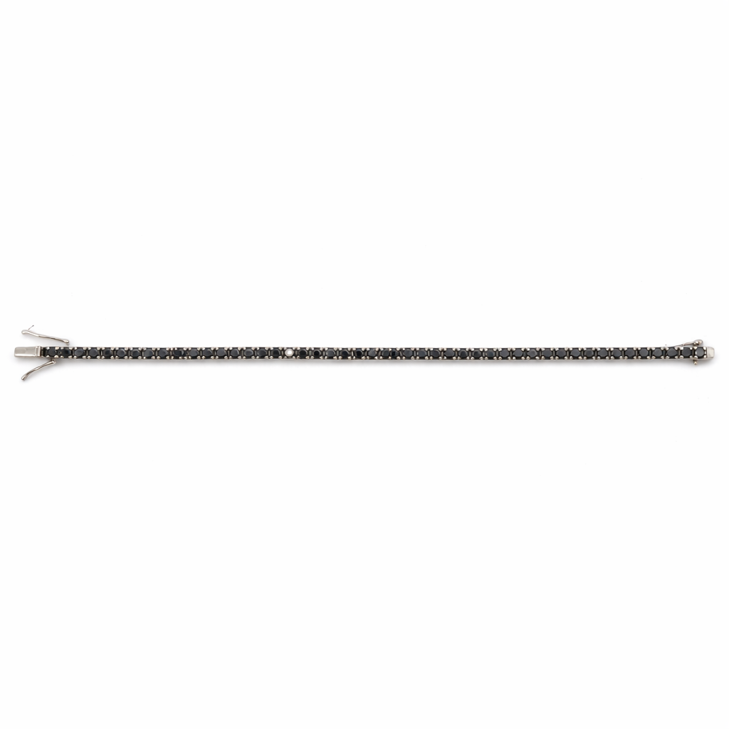 Bracciale tennis in oro bianco e diamanti neri (1753)
