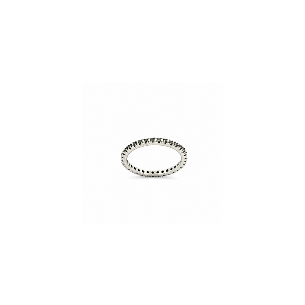 Anello vera in oro bianco e diamanti neri naturali (M011)