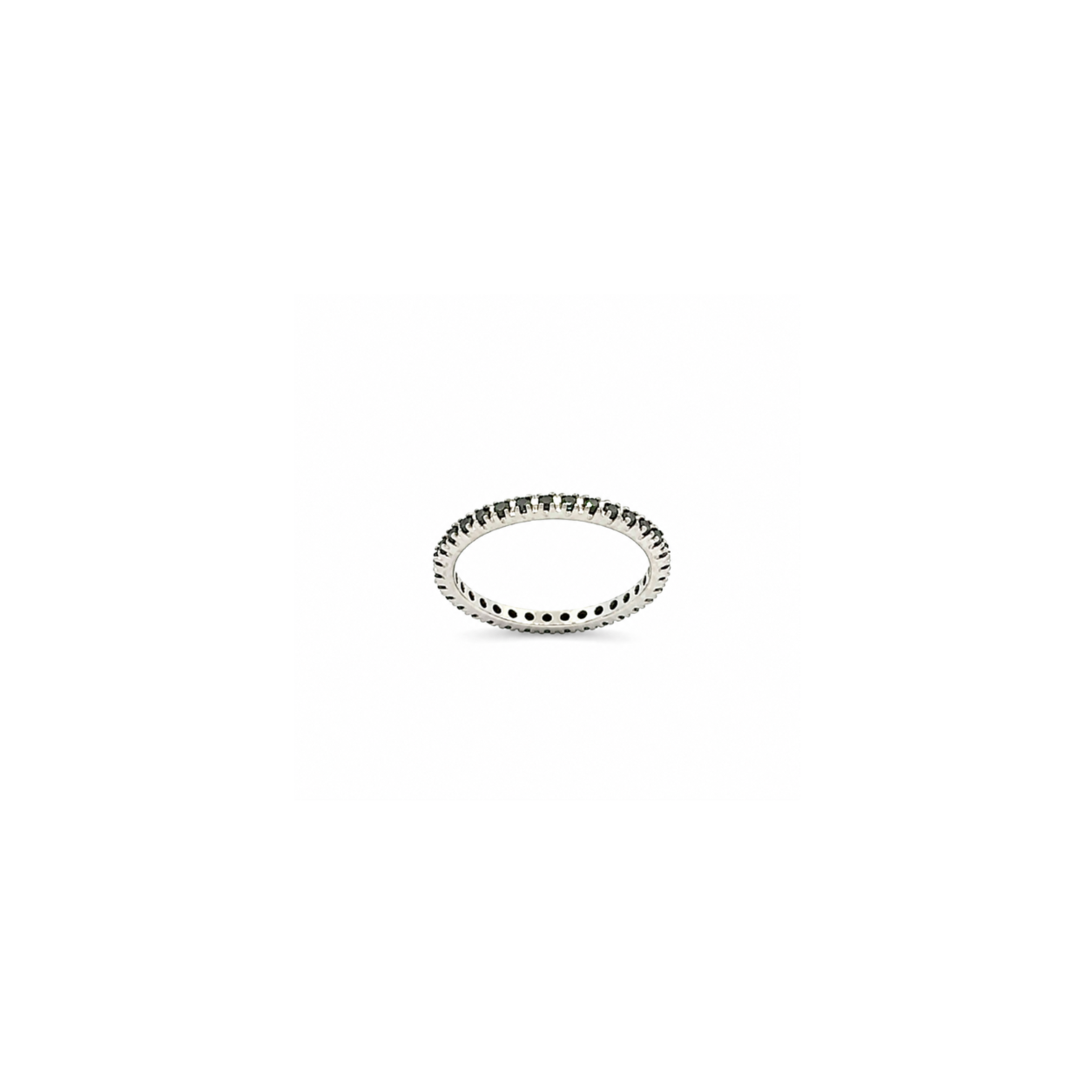 Anello vera in oro bianco e diamanti neri naturali (M011)