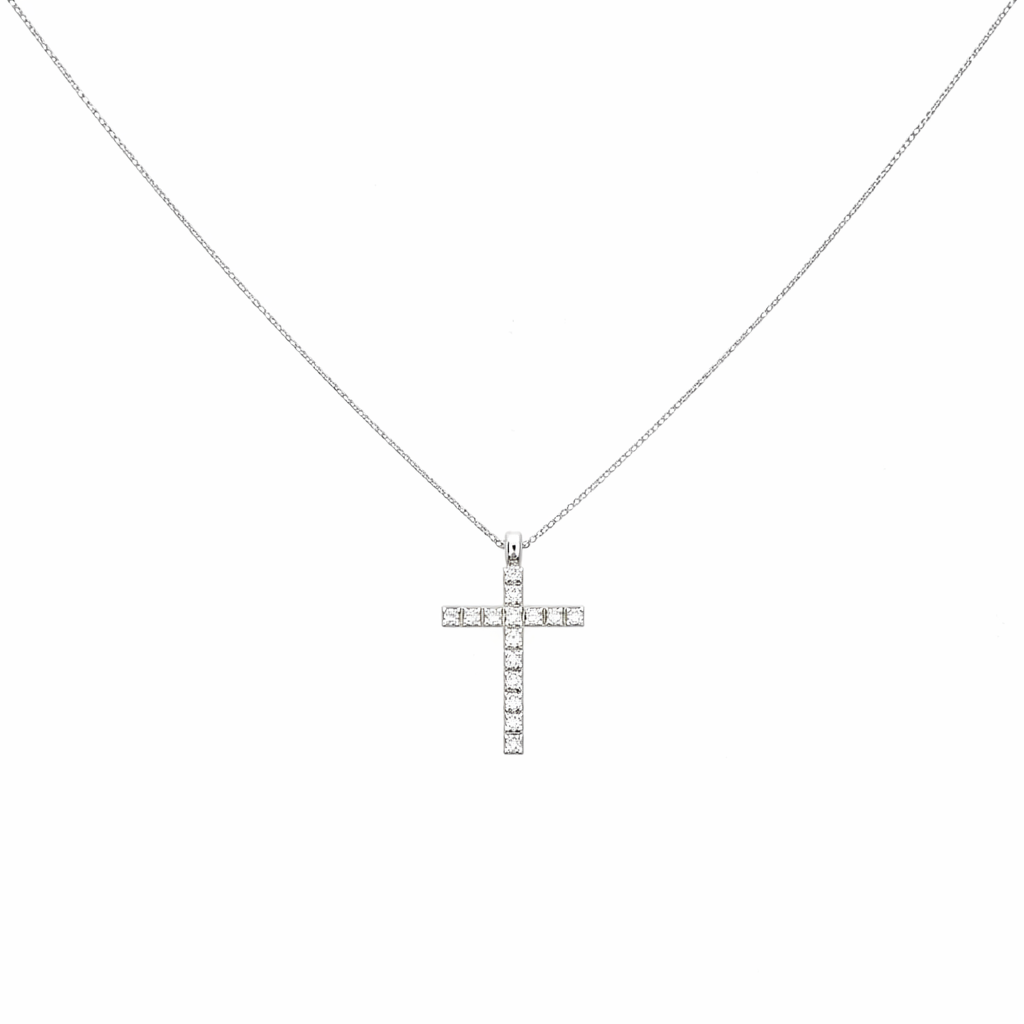 collana in oro bianco e crocetta (2040)