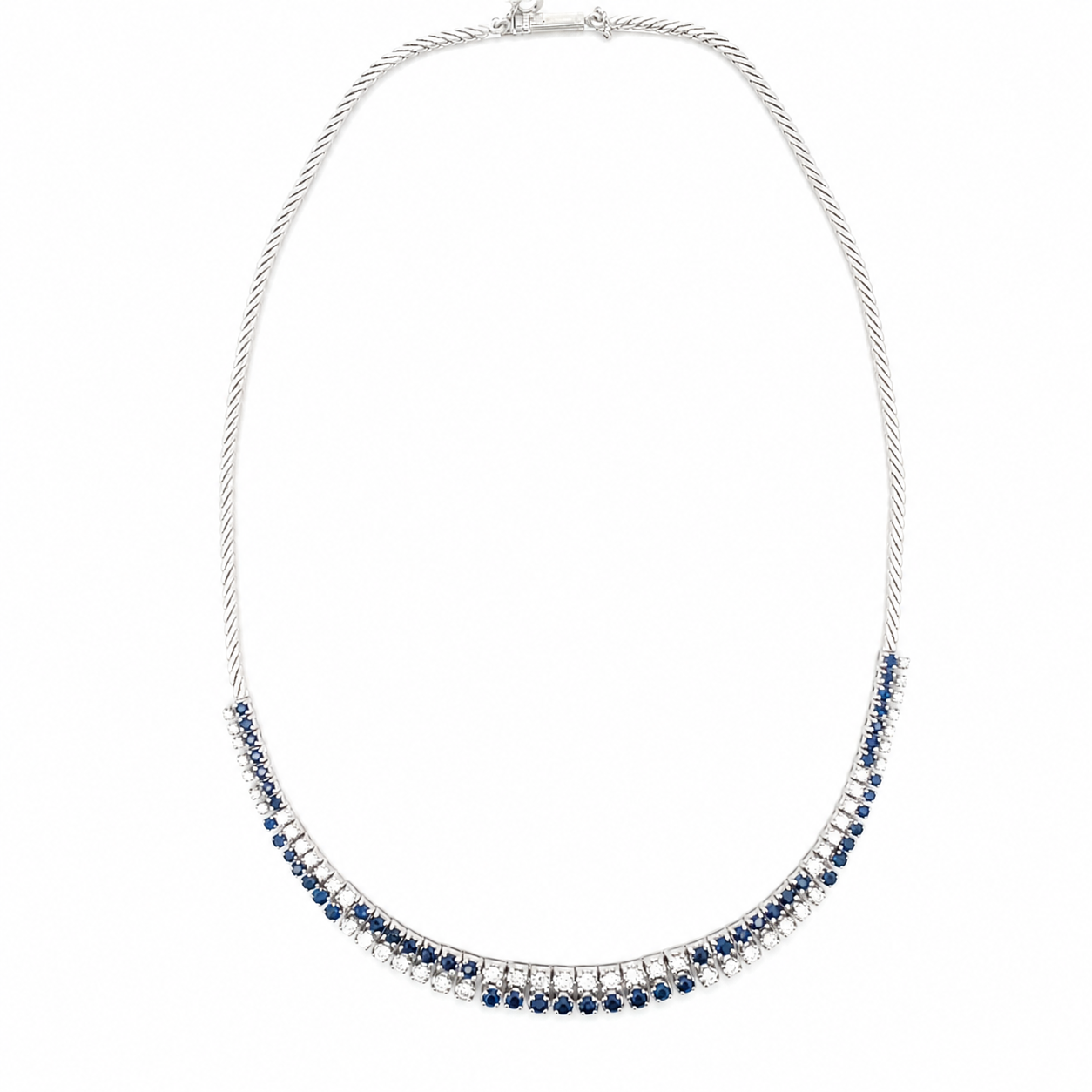 Collana in oro bianco diamanti e zaffiri (1965)