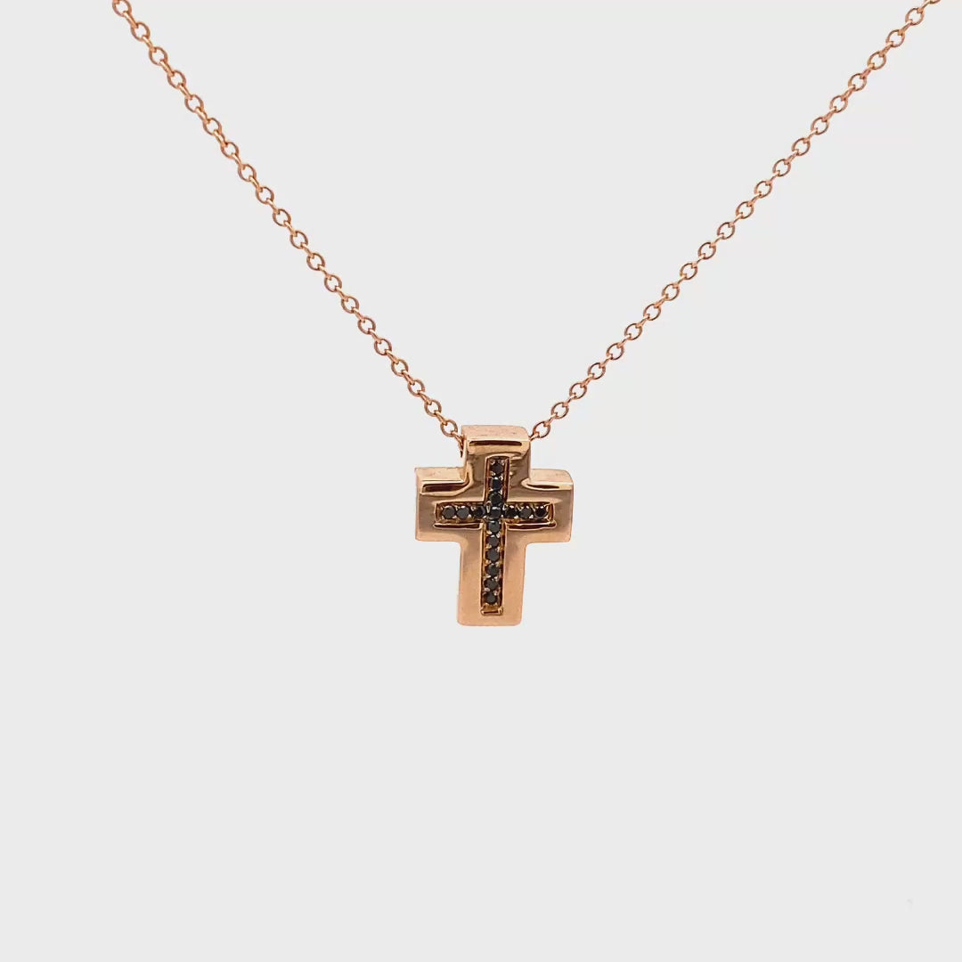 Collana in Oro Rosa Ciondolo Croce (M1285)