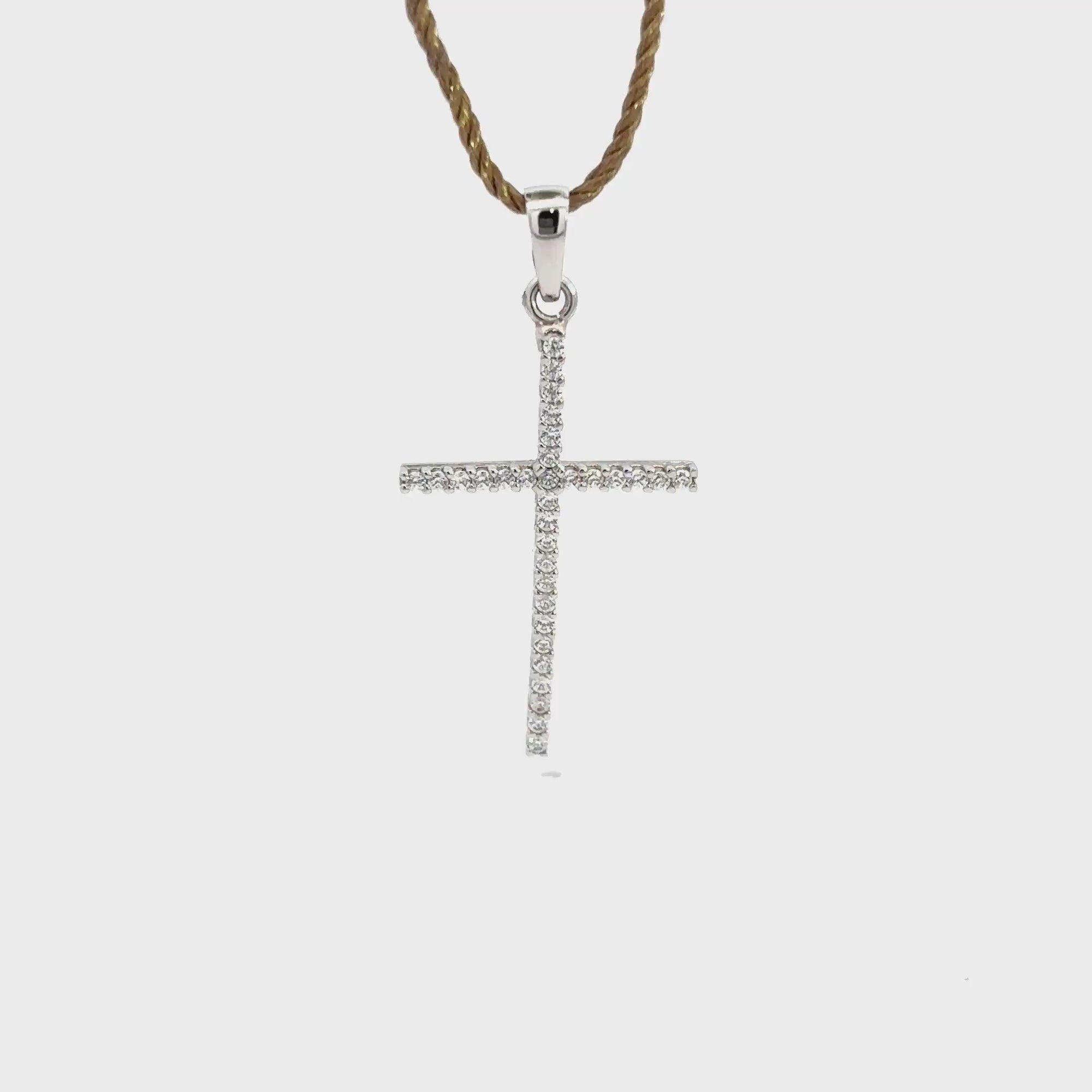 Croce oro bianco e zirconi (1278)