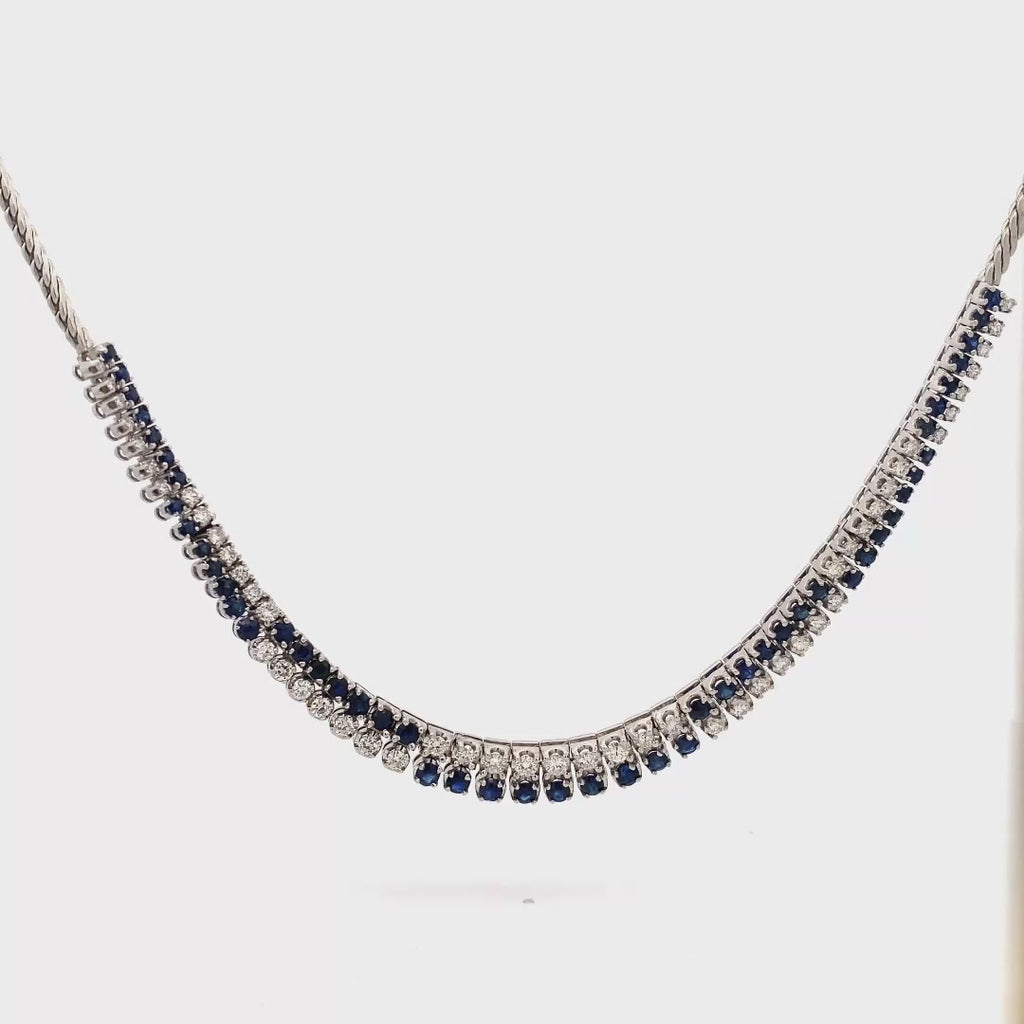 Collana in oro bianco diamanti e zaffiri (1965)
