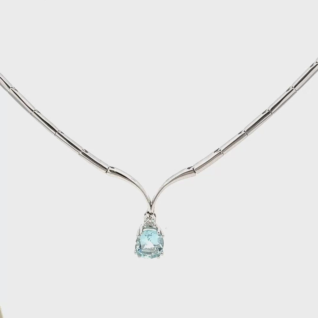 Collana in oro bianco con acquamarina (2155)