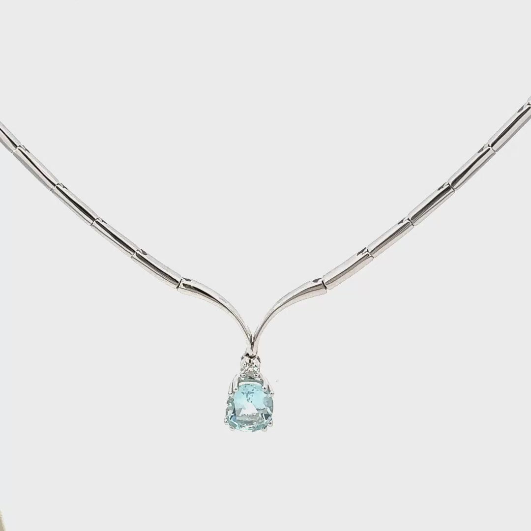 Collana in oro bianco con acquamarina (2155)