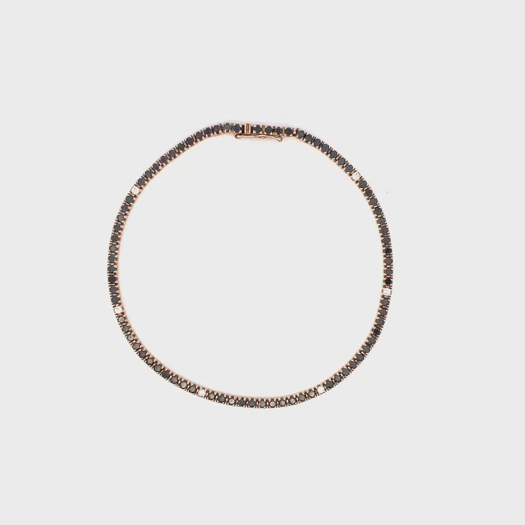 Bracciale tennis in oro rosa diamanti neri e spot bianchi (1596)