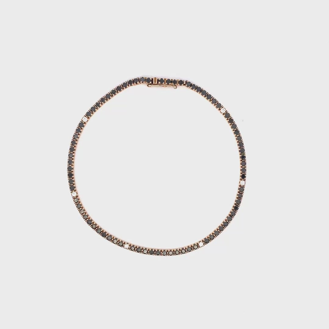 Bracciale tennis in oro rosa diamanti neri e spot bianchi (1596)