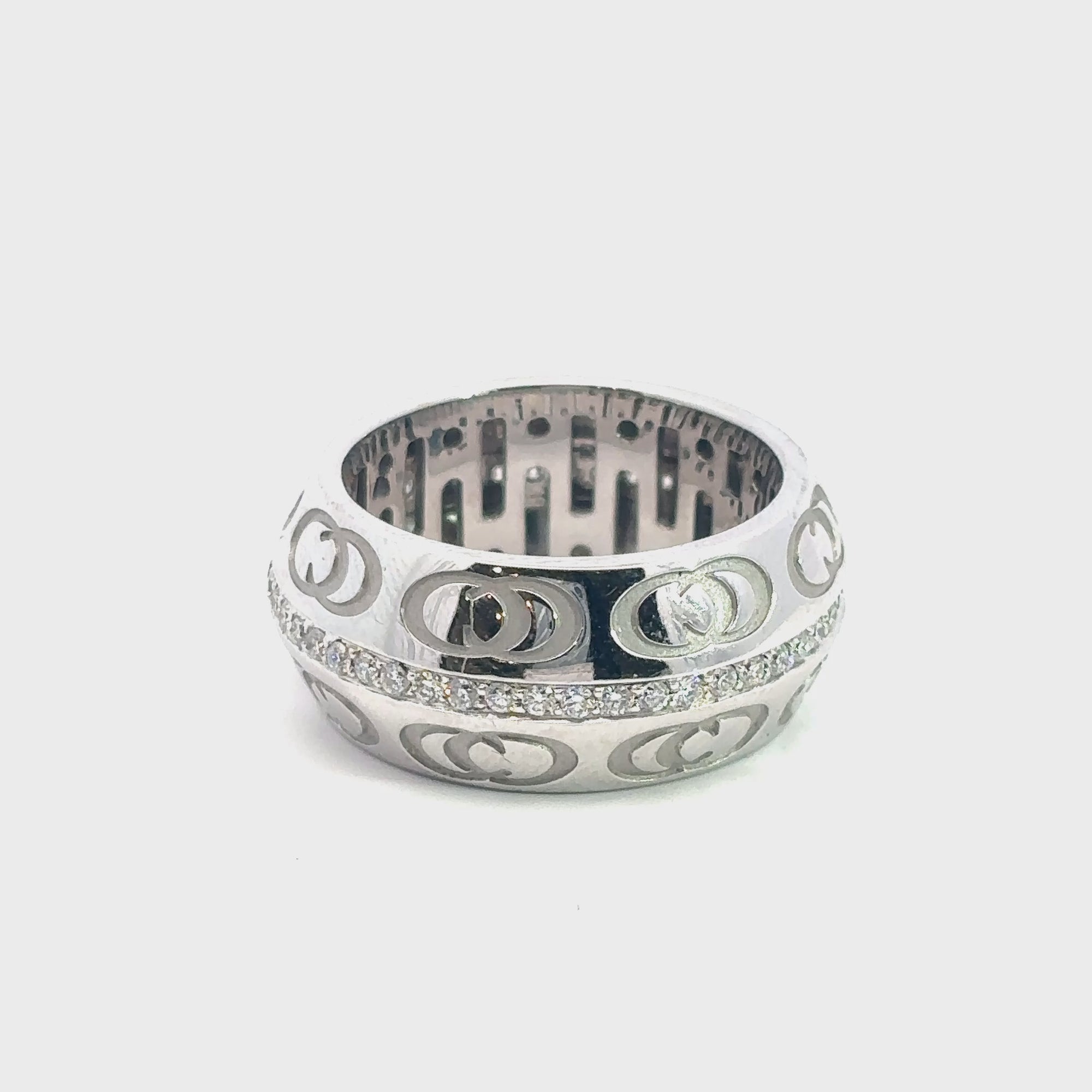 Anello Chimento a fascia in oro bianco e diamanti (1361)