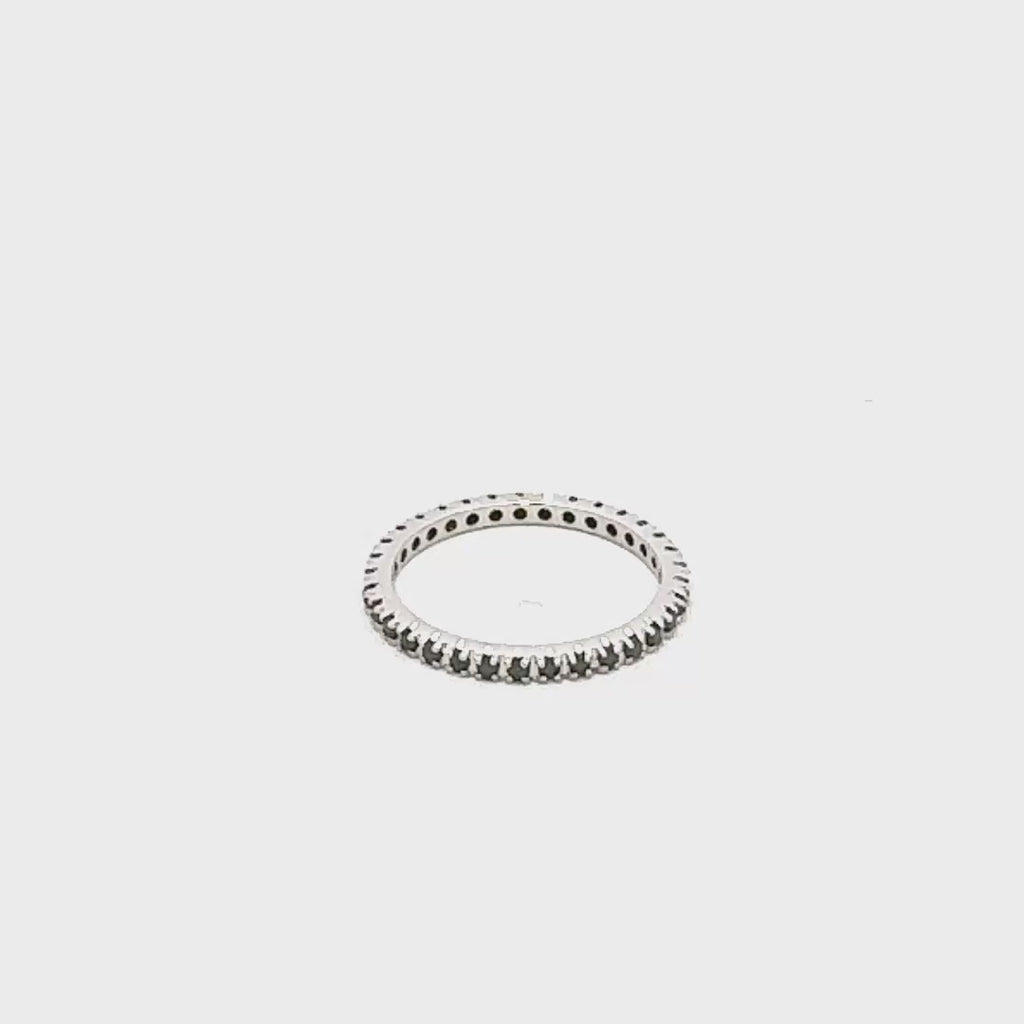 Anello vera in oro bianco e diamanti neri naturali (M011)