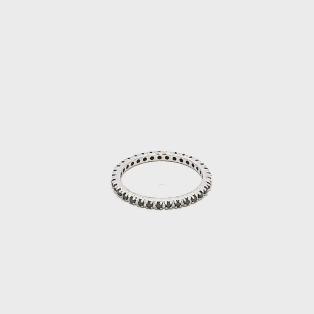 Anello vera in oro bianco e diamanti neri naturali (M011)