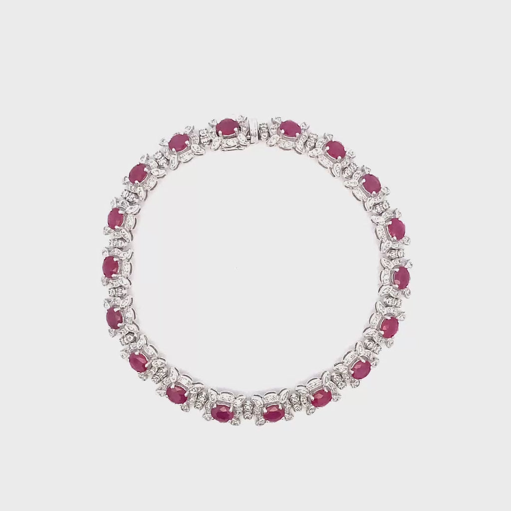 Bracciale in oro bianco diamanti e rubini (1395)