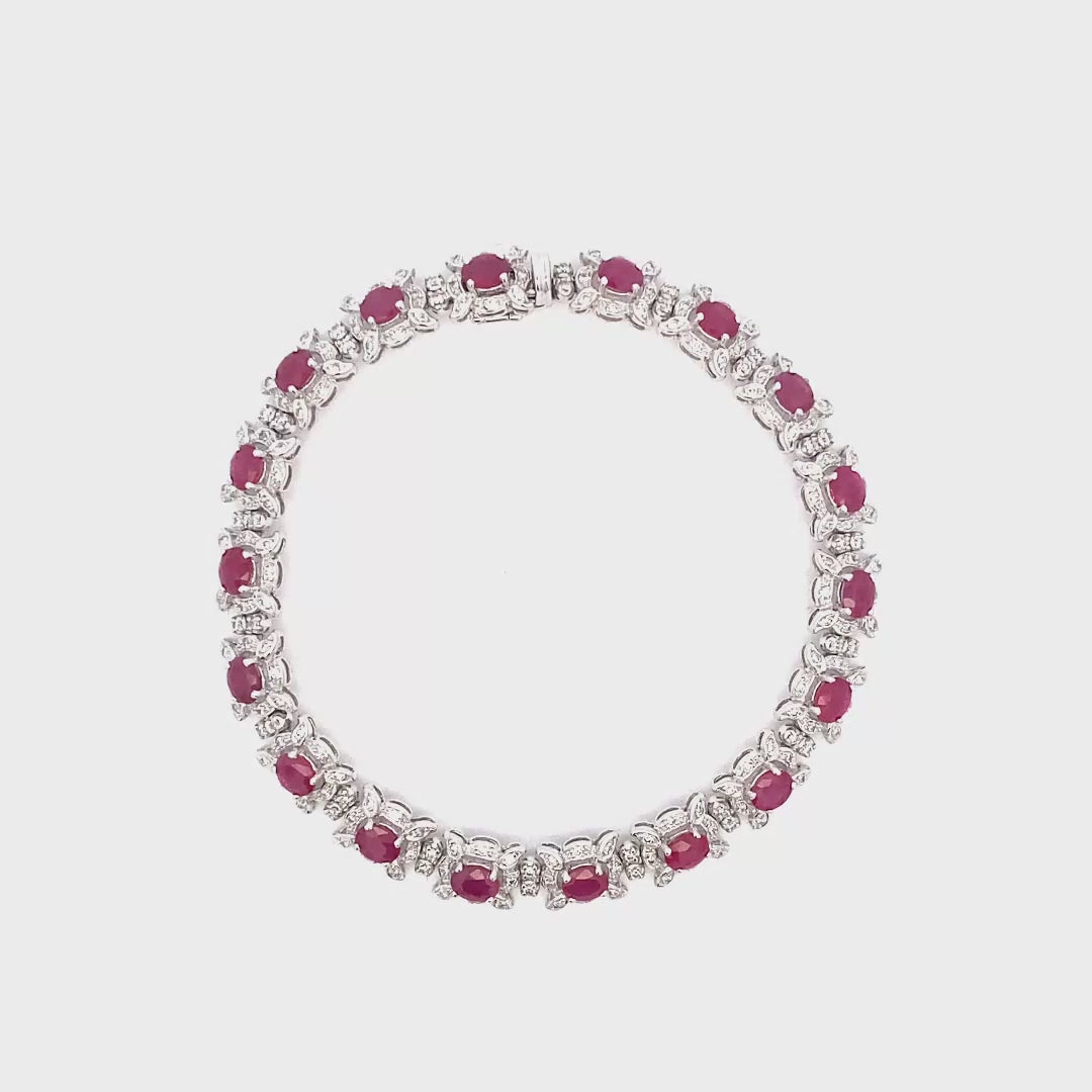 Bracciale in oro bianco diamanti e rubini (1395)