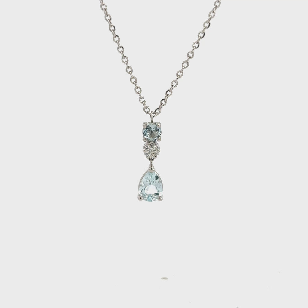 Collana in oro bianco acquamarina e diamanti (1420)
